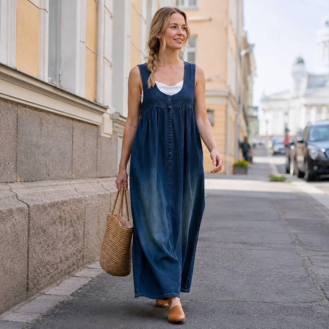 Ronja - Vintage Maksimekko Farkkukankaasta