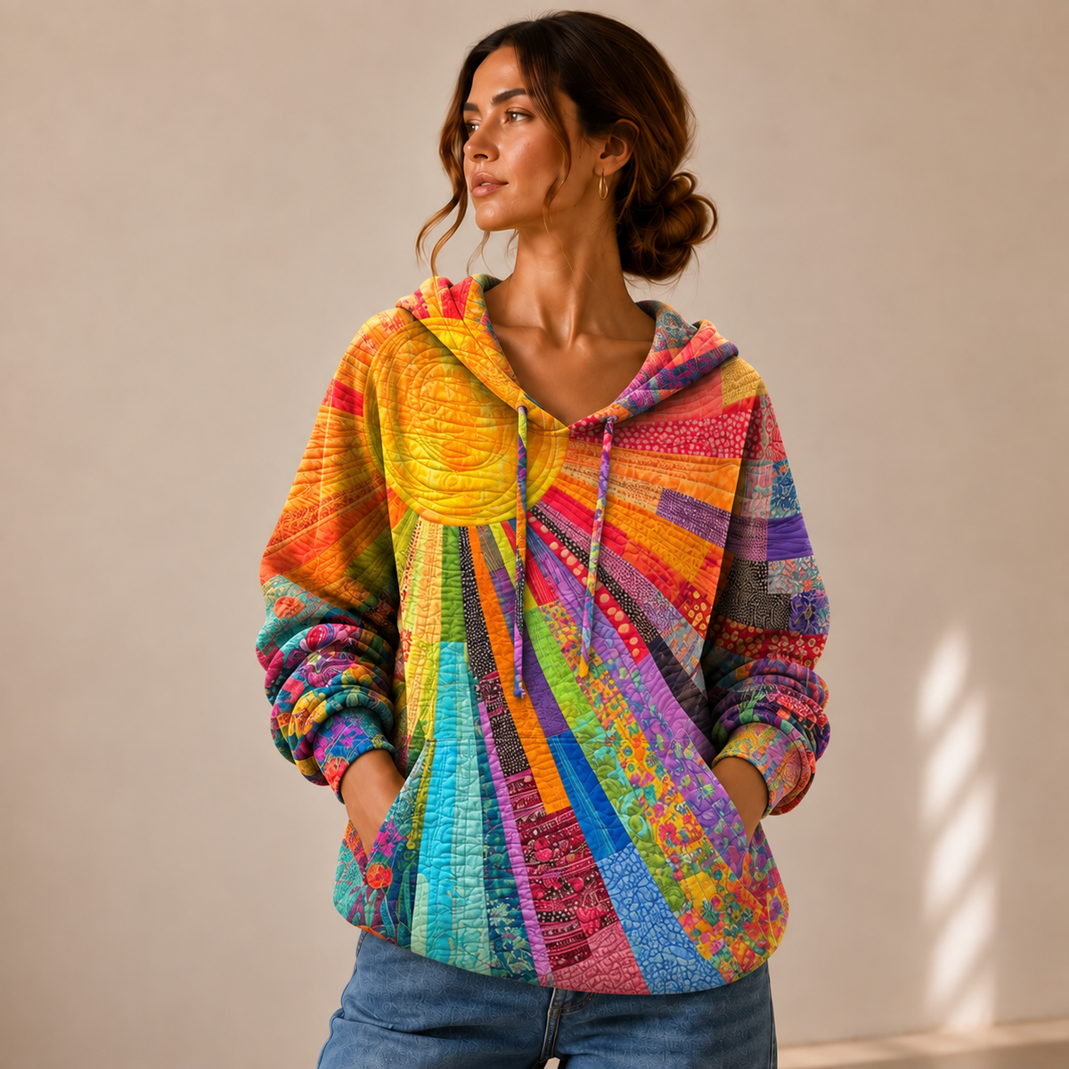 Aurora | Monivärinen patchwork-huppari