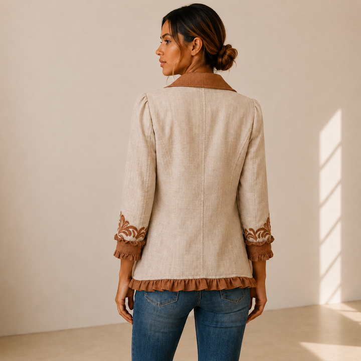 Almudena | Chaqueta Floral Bordada con Volantes