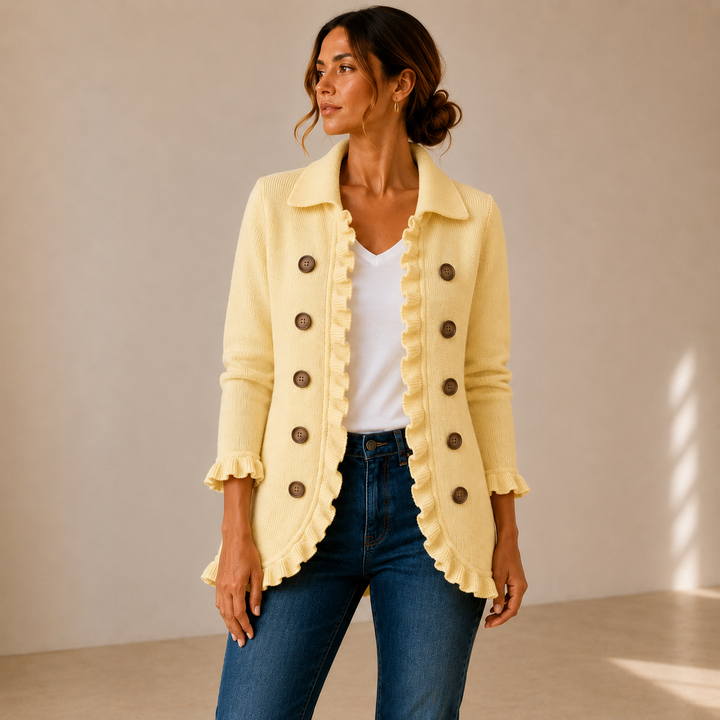 Liliana | Chaqueta de Punto Crema con Volantes