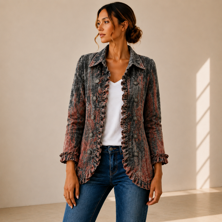 Benita | Chaqueta Degradado Texturizado con Volantes