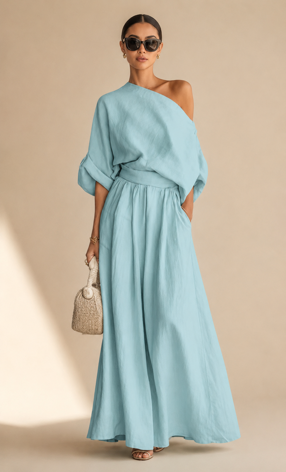 Lisa | Off-shoulder-toppi ja istuvat housut