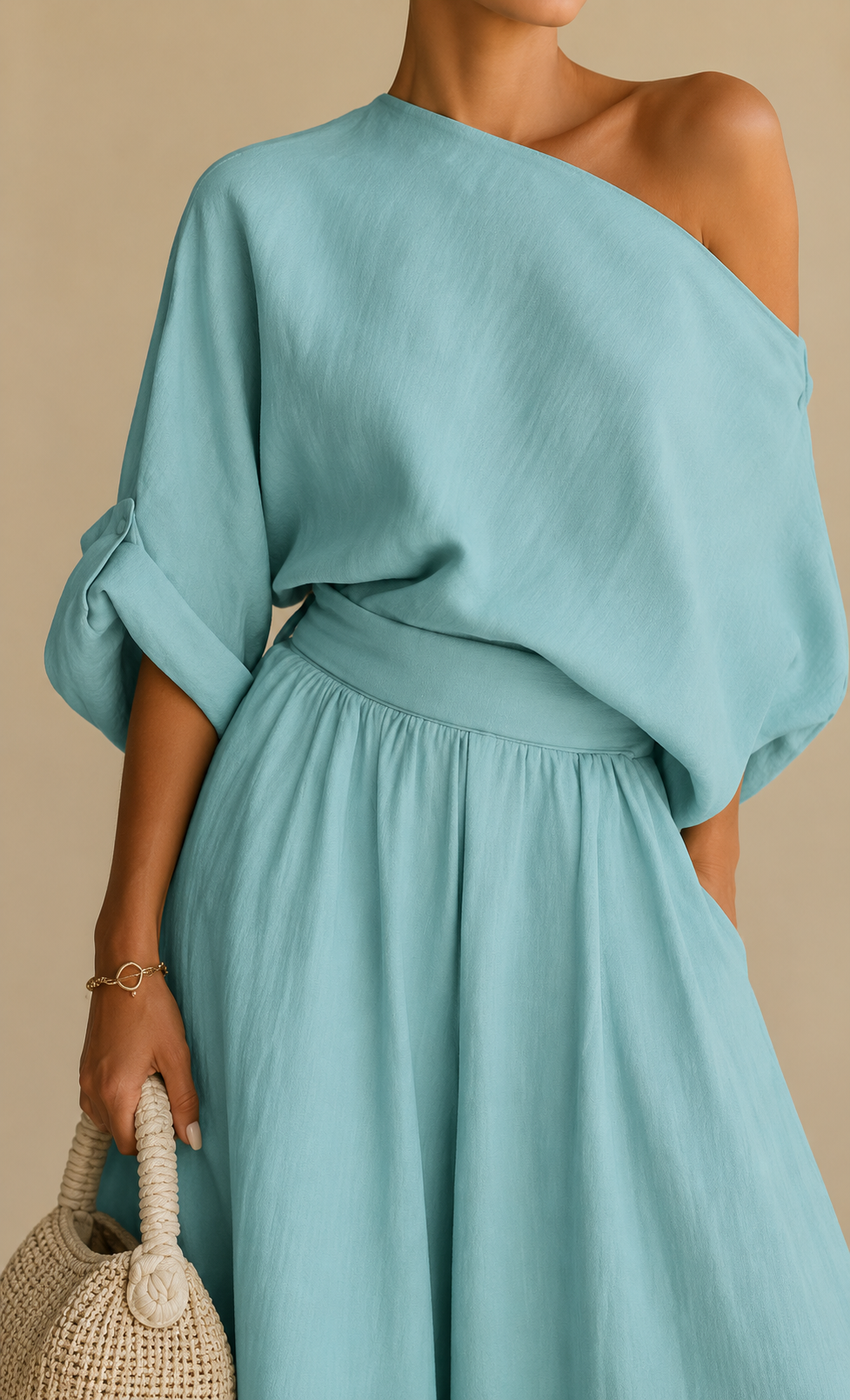 Lisa | Off-shoulder-toppi ja istuvat housut