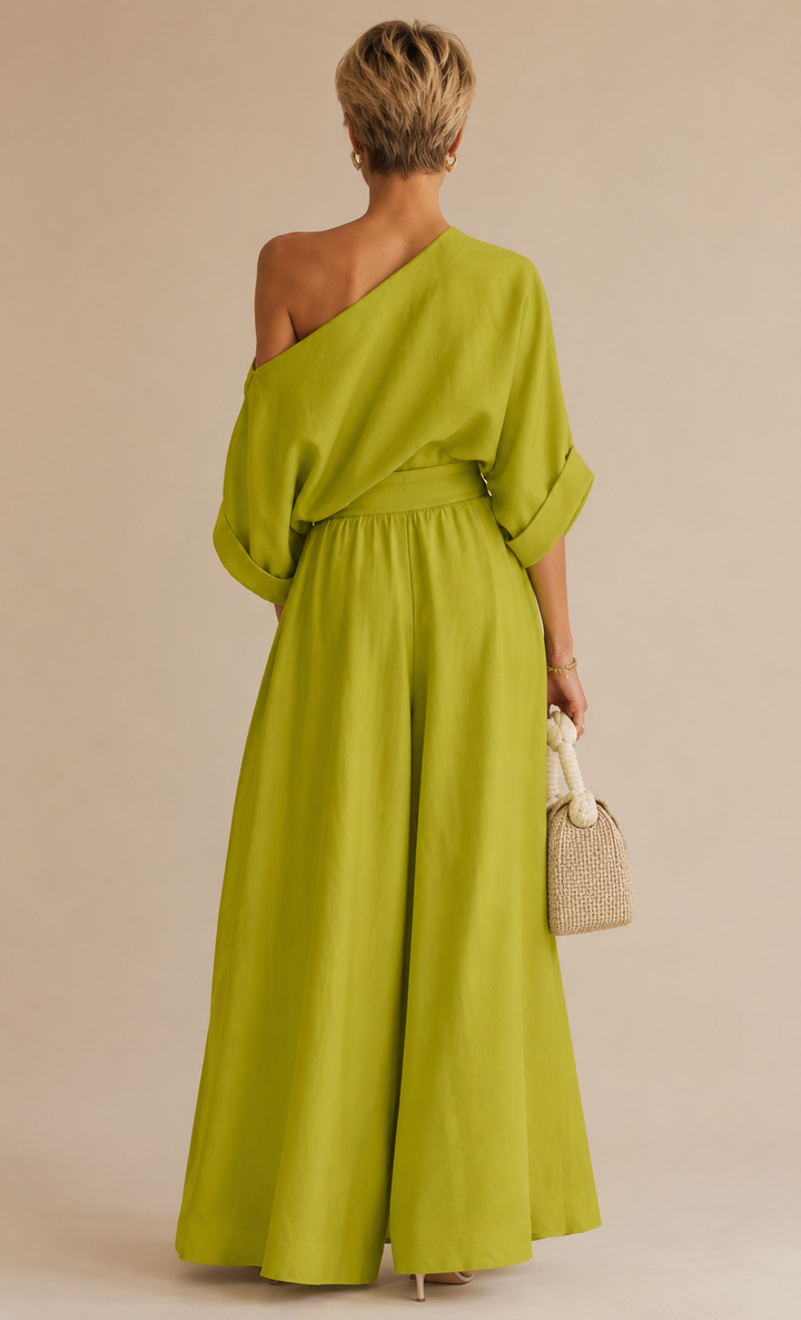 Lisa | Off-shoulder-toppi ja istuvat housut