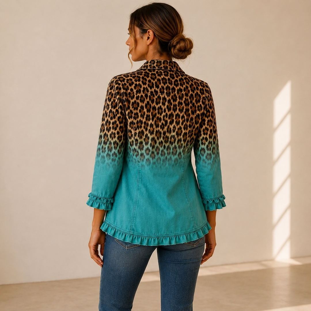 Mercedes | Chaqueta Blazer Leopardo Degradado con Volantes