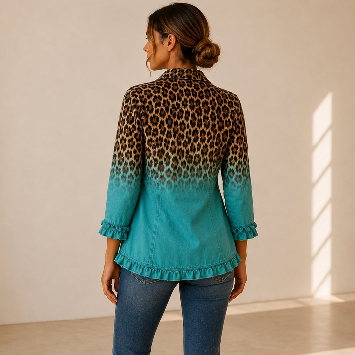 Mercedes | Chaqueta Blazer Leopardo Degradado con Volantes
