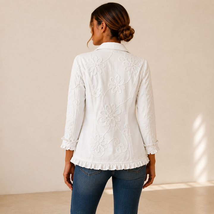 Marisol | Chaqueta Bordada Marfil con Volantes