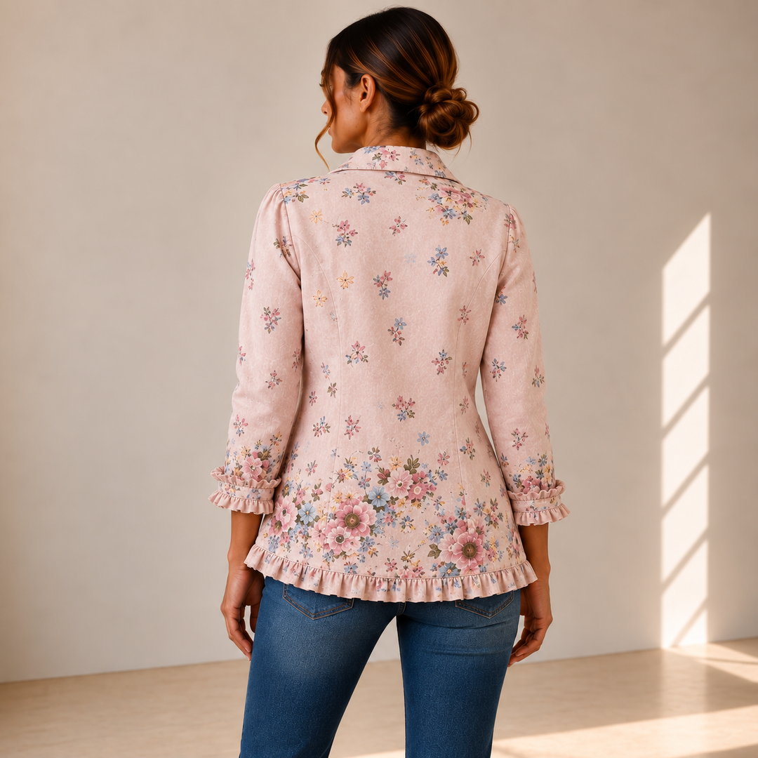Araceli | Chaqueta Floral con Volantes y Botones