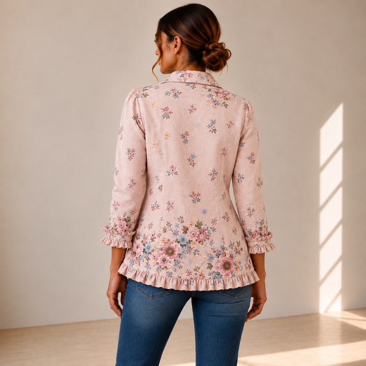 Araceli | Chaqueta Floral con Volantes y Botones