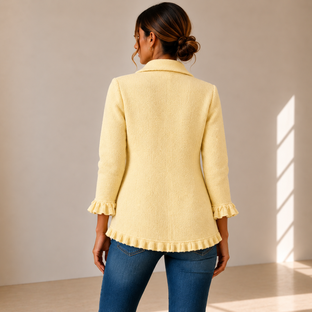 Liliana | Chaqueta de Punto Crema con Volantes