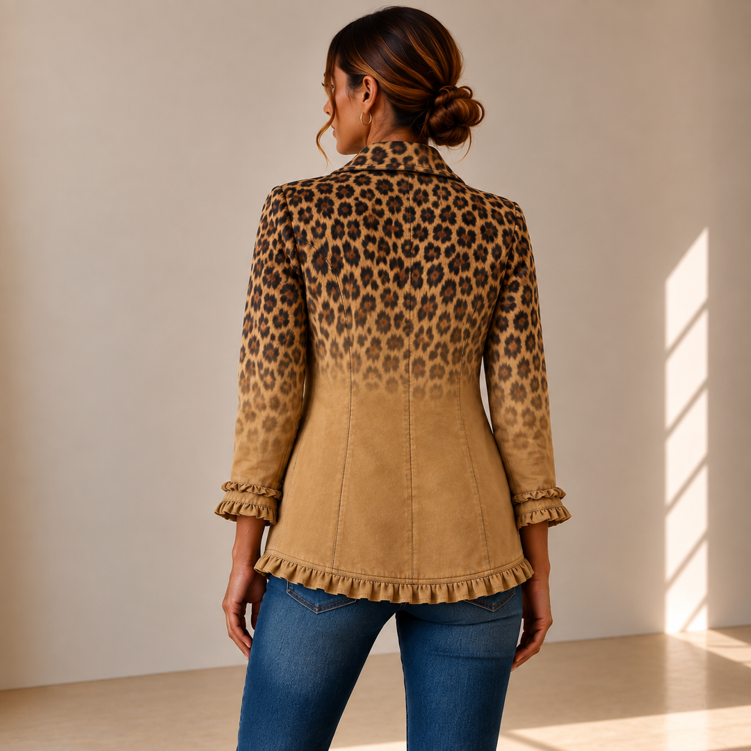 Reyes | Chaqueta Blazer Leopardo Ocre con Volantes