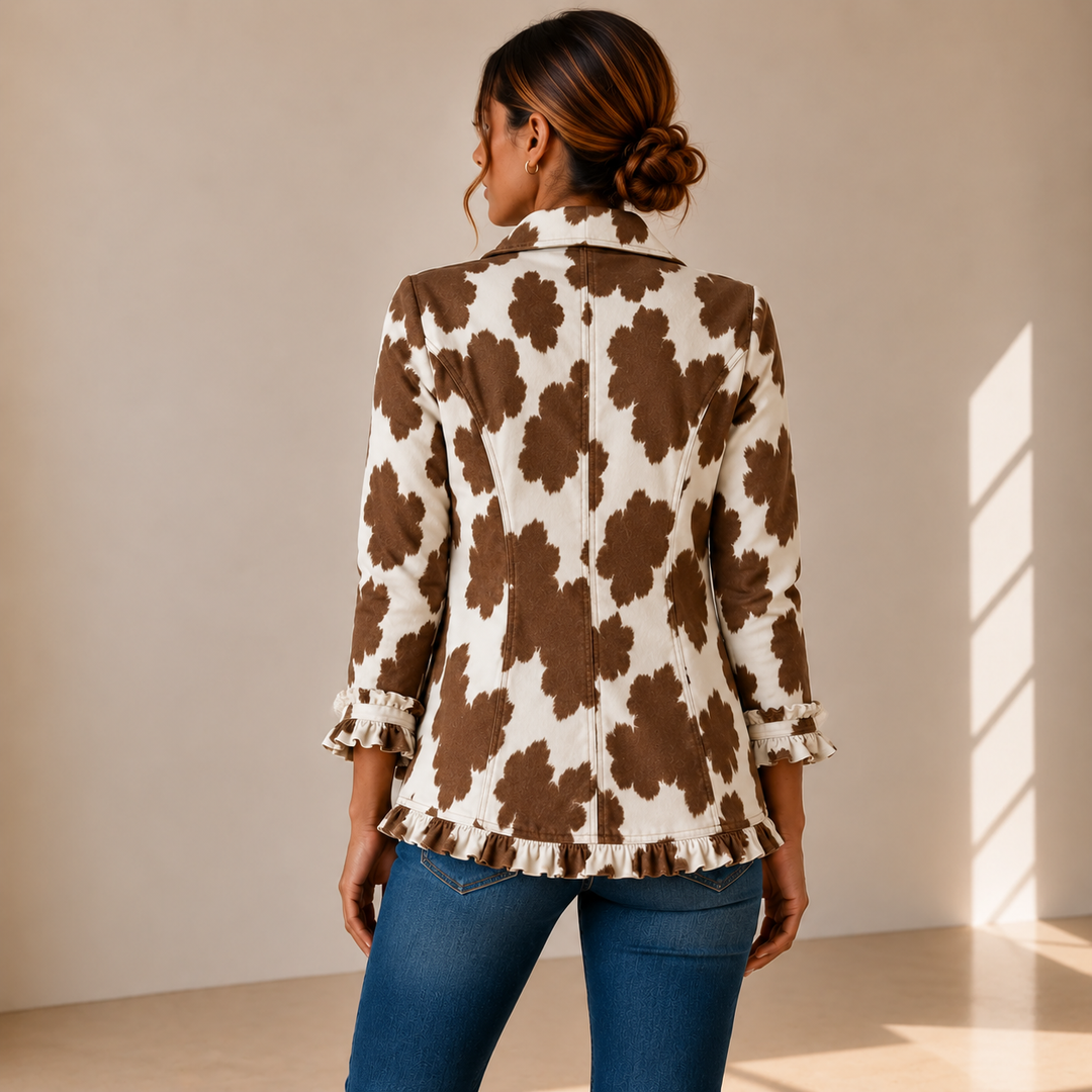 Manuela | Chaqueta Estampado Vaca con Volantes