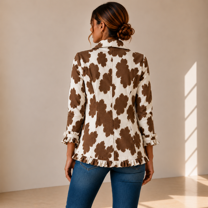 Manuela | Chaqueta Estampado Vaca con Volantes