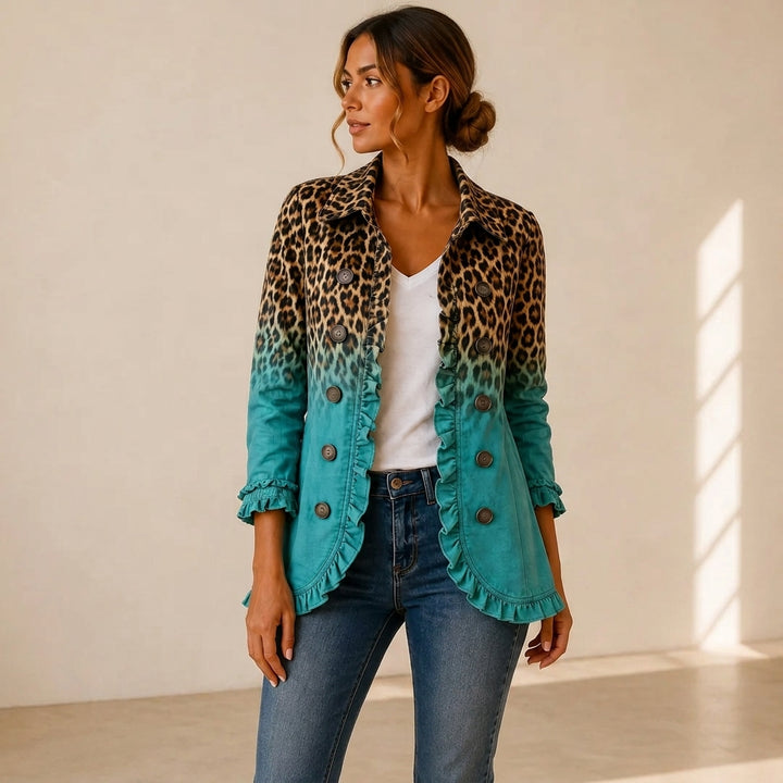 Mercedes | Chaqueta Blazer Leopardo Degradado con Volantes
