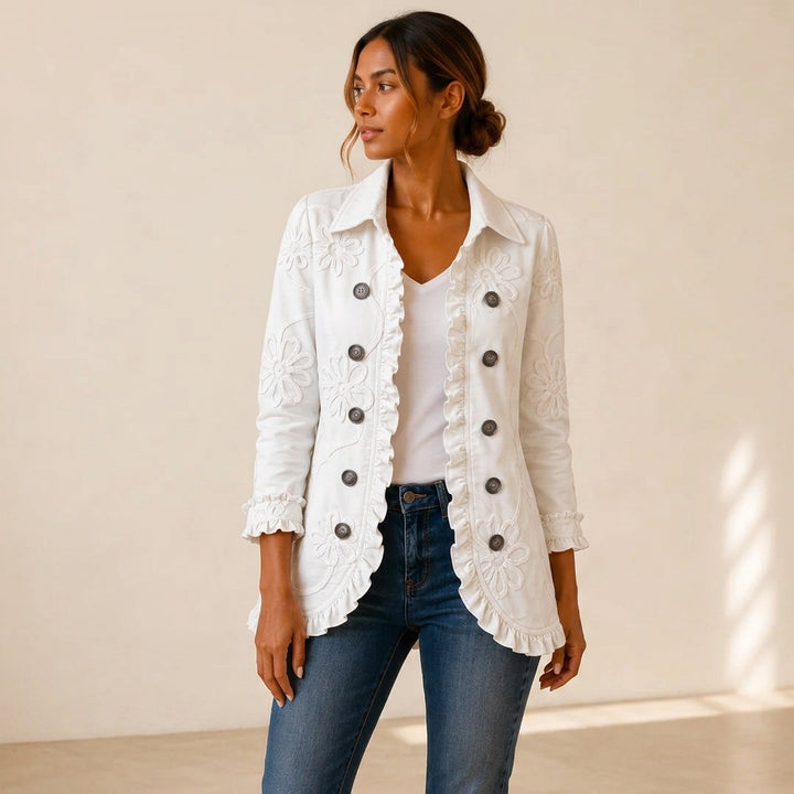 Marisol | Chaqueta Bordada Marfil con Volantes