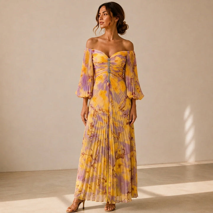 Gregoria™ | Vestido Largo Floral con Escote Pronunciado